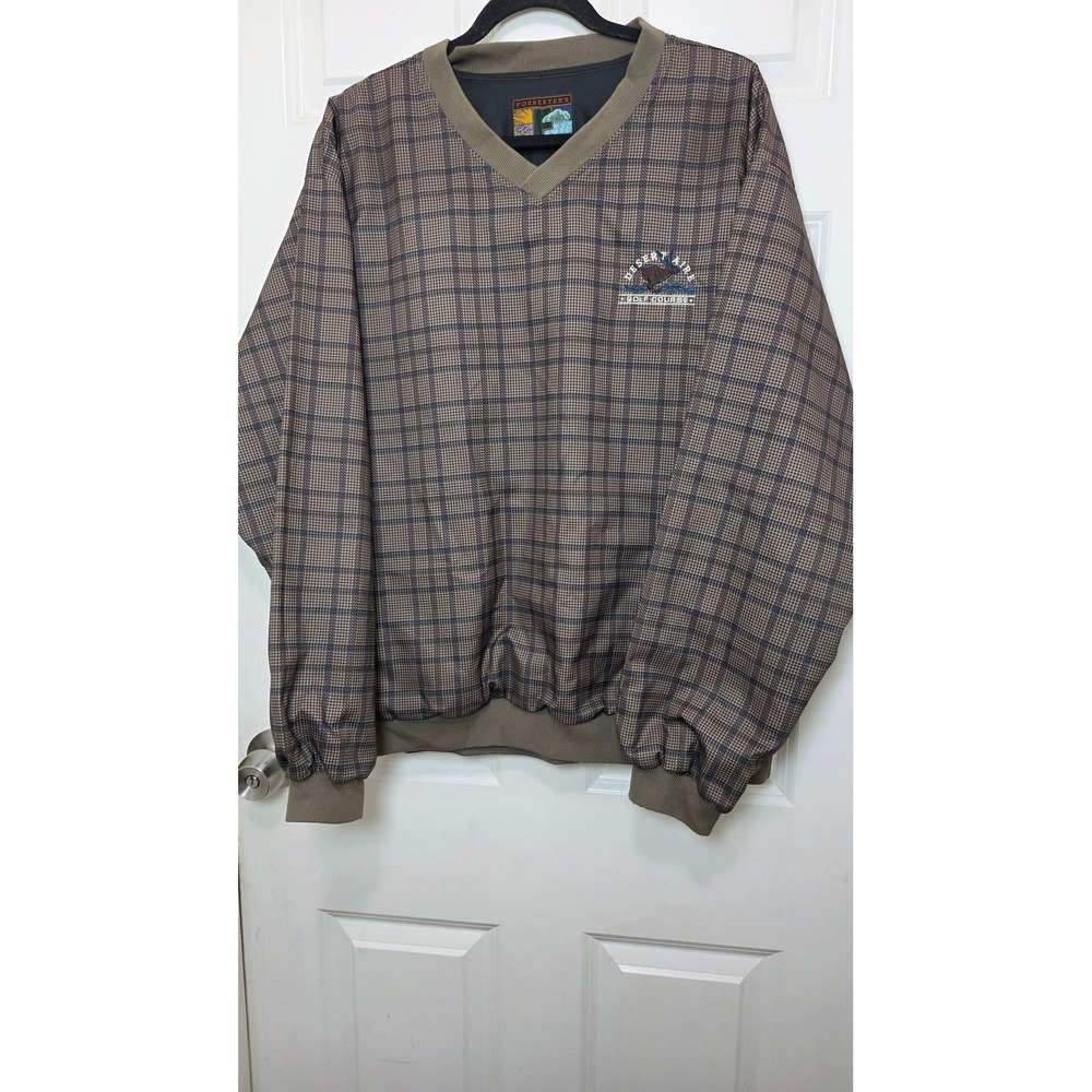 Forrester's‎ Windshirt Mens Large Brown Plaid Desert Aire Golf Course Pullover
